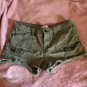 Army green adventure shorts